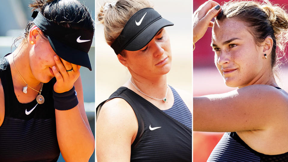 Bianca Andreescu, Elina Svitollina and Aryna Sabalenka, pictured here in action in Berlin.