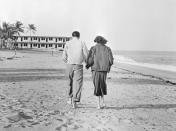 <p>A private moment between the singer and actress was caught on camera, while they stroll along a Miami beach hand in hand. </p>