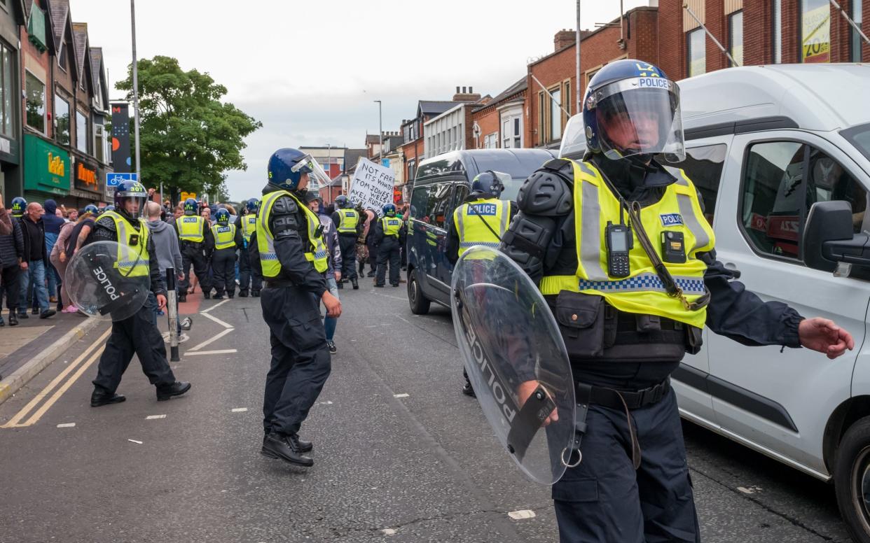 Riot police in Middlesbrough on Sunday