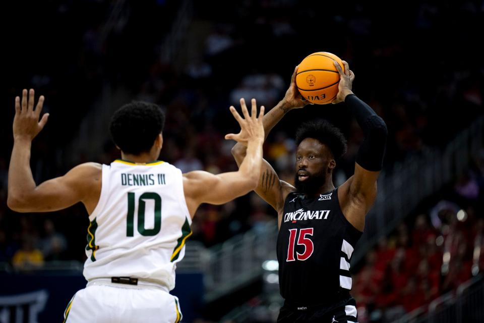 Cincinnati Bearcats forward John Newman III (15) gets another game at Fifth Third Arena Wednesday as UC hosts an NIT opening round game with San Francisco.