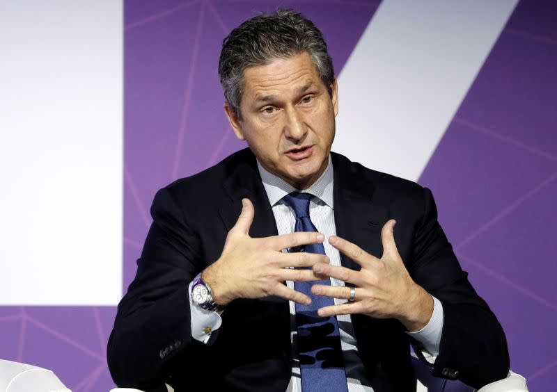 FILE PHOTO: Fries, President and CEO of Liberty Global, delivers his keynote speech at Mobile World Congress in Barcelona