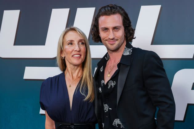 Sam Taylor-Johnson, left, and Aaron Taylor-Johnson attend the premiere of 