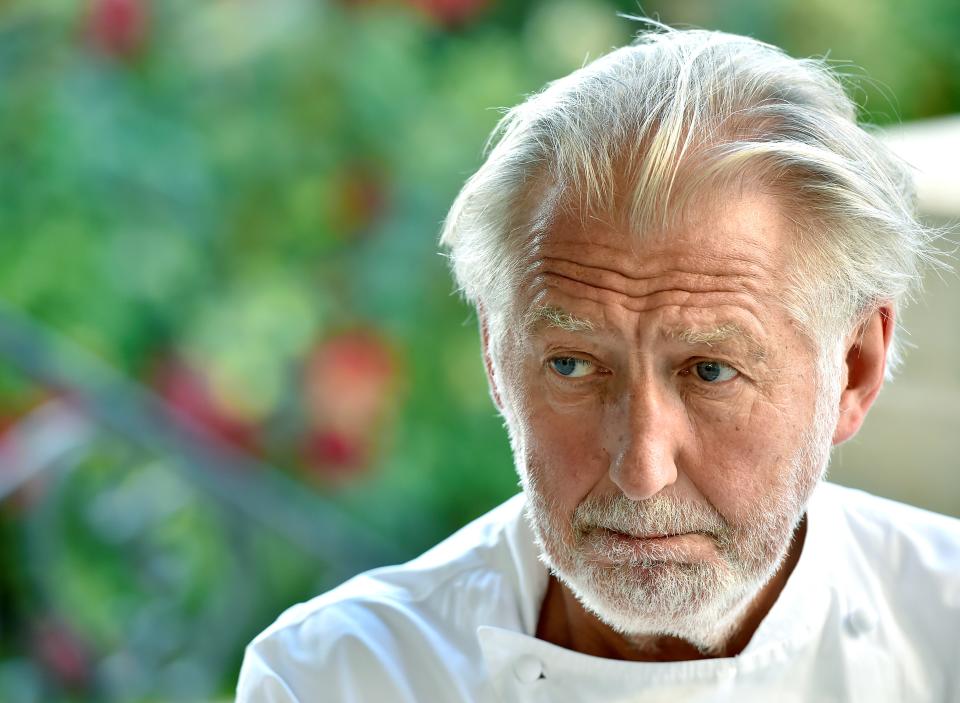 French chef Pierre Gagnaire poses in the garden of 