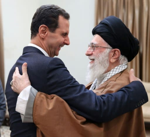 Syrian President Bashar al-Assad meets Iran's Supreme Leader Ayatollah Ali Khamenei on his first visit to Iran since the start of the war in his country