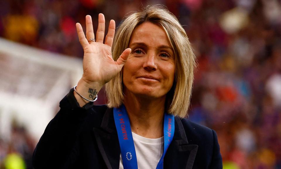 <span>Sonia Bompastor pictured at Saturday’s Women’s Champions League final in Bilbao, where her <a class="link " href="https://sports.yahoo.com/soccer/teams/lyon/" data-i13n="sec:content-canvas;subsec:anchor_text;elm:context_link" data-ylk="slk:Lyon;sec:content-canvas;subsec:anchor_text;elm:context_link;itc:0">Lyon</a> team lost 2-0 to Barcelona.</span><span>Photograph: Susana Vera/Reuters</span>