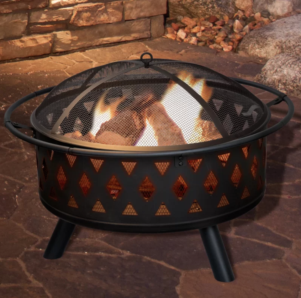 Crossweave Steel Wood Burning Fire Pit. Image via Wayfair.