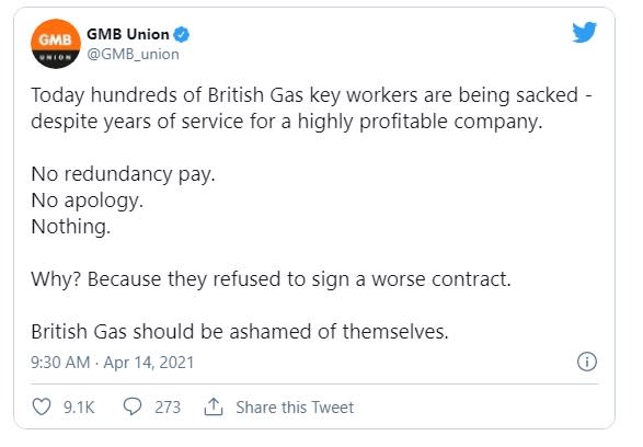 Union condemns ‘mass sacking’ of British Gas engineers amid contracts row
