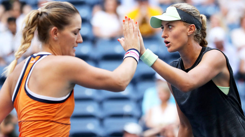 Timea Babos and Kristina Mladenovic, pictured here in action at the US Open.