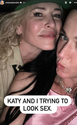 <p>Chelsea Handler/Instagram</p> Chelsea Handler and Katy Perry at Bruce Springsteen's London concert on July 8.