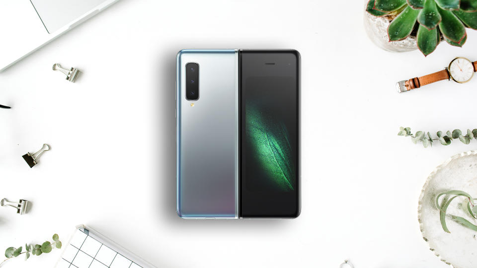 Samsung Galaxy Fold phone on background