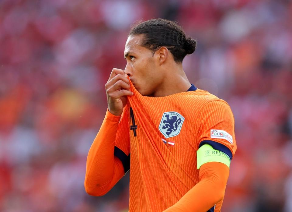 Virgil van Dijk reacts after Netherlands’ defeat by Austria (Getty Images)