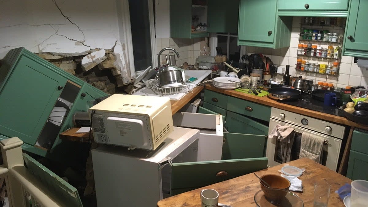 The second car crash completely destroyed the couple’s kitchen (Anyssa Neumann)