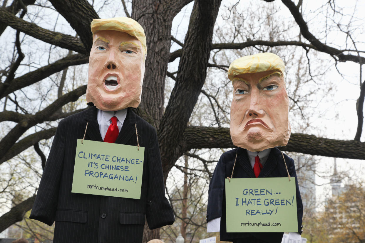 Effigies of President Donald Trump have become common at climate marches over the past two years.&nbsp; (Photo: NurPhoto via Getty Images)