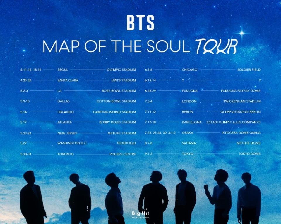 The boy band announced their Map of the Soul tour on Tuesday, sending fans into a frenzy.