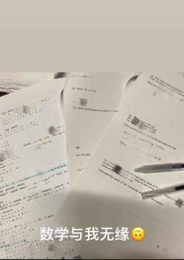 李嫣曝光幾乎空白的數學試卷。（圖／翻攝自Instagram）