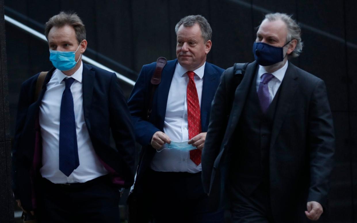 British Brexit negotiator David Frost, center, and Britain's Ambassador to the European Union Tim Barrow, right, arrive for a meeting with European Commission's Head of Task Force for Relations with the United Kingdom Michel Barnier at EU headquarters in Brussels -  Francisco Seco/ AP