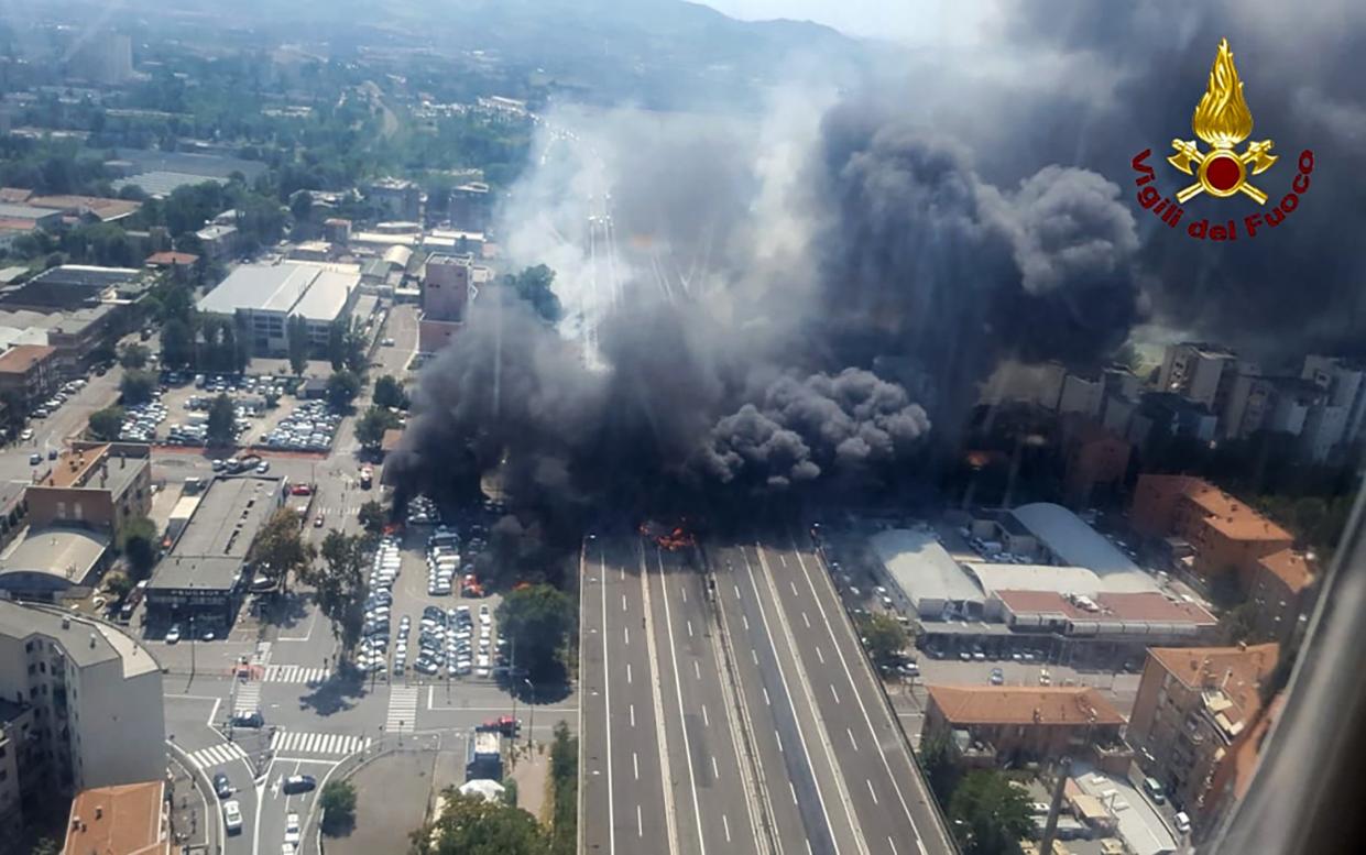 The explosion occurred near Borgo Paginale to west of the city, close to Bologna airport - AFP