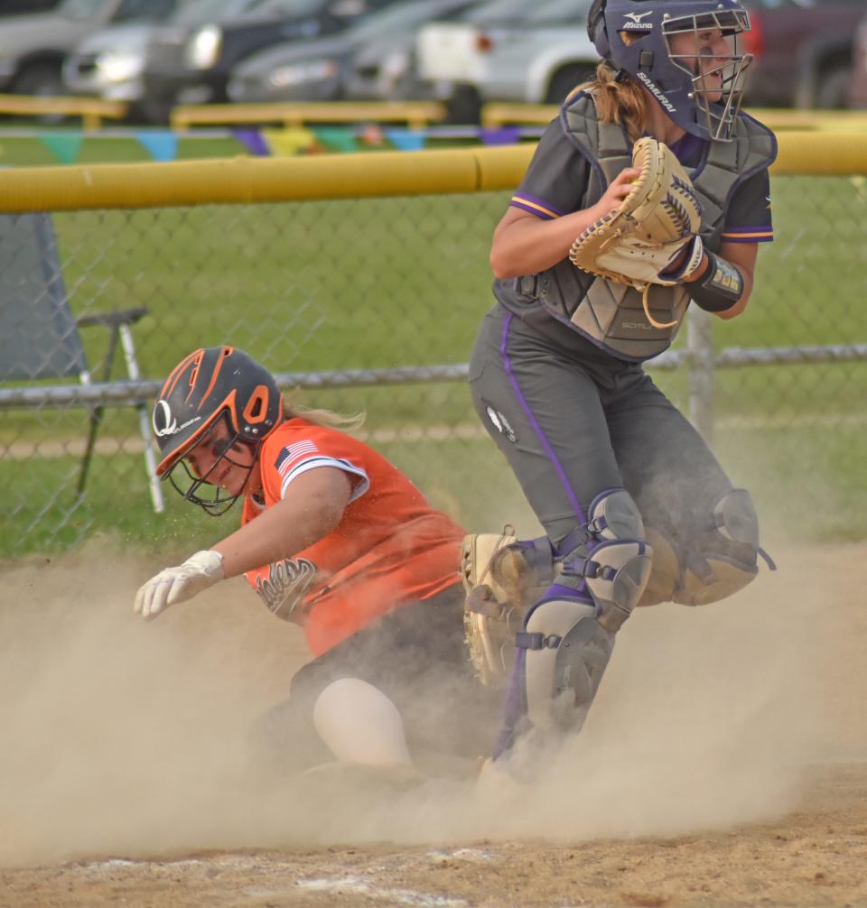 Bronson catcher Lydia Wells, shown here last year, was a big part of Bronson's effort versus Coldwater on Friday