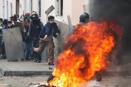 Protests against Ecuador's President Lenin Moreno's austerity measures, in Quito