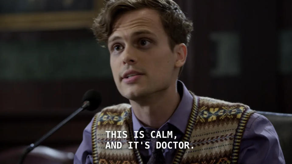 Reid speaking into a mic saying, this is calm, and it's doctor