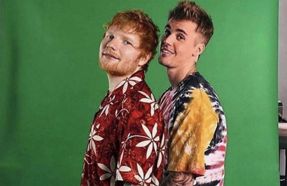 Ed Sheeran et Justin Bieber credit:Bang Showbiz