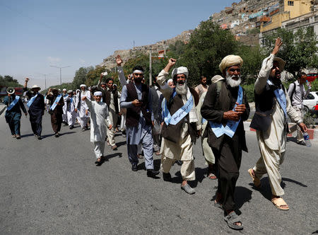 Afghan peace marchers arrive in Kabul, Afghanistan June 18, 2018.REUTERS/Mohammad Ismail