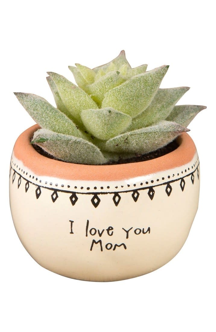 <p>Plant fiends will swoon over this thoughtful succulent.</p><p><em>Natural Life I Love You Mom Mini Potted Succulent, $12. <a rel="nofollow noopener" href="http://shop.nordstrom.com/s/natural-life-i-love-you-mom-mini-potted-succulent/4591886?fashioncolor=GREEN&mbid=synd_yahooentertainment&origin=category-personalizedsort" target="_blank" data-ylk="slk:nordstrom.com;elm:context_link;itc:0;sec:content-canvas" class="link ">nordstrom.com</a></em></p>