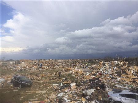 Extensive damage is pictured aftermath of tornado that touched down in Washington Illinois