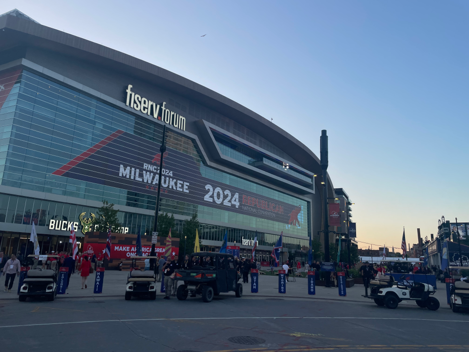 Takedown has already started outside Fiserv Forum on Thursday night, even as the RNC's final session is still going on inside.