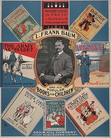 1901 promotional poster for author L. Frank Baum and his popular children’s books.