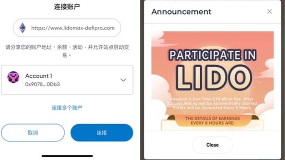 原PO強調當畫面出現「PARTICIPATE IN LIDO」，就表示對方已經取得錢包的授權。（圖／翻攝自Dcard）