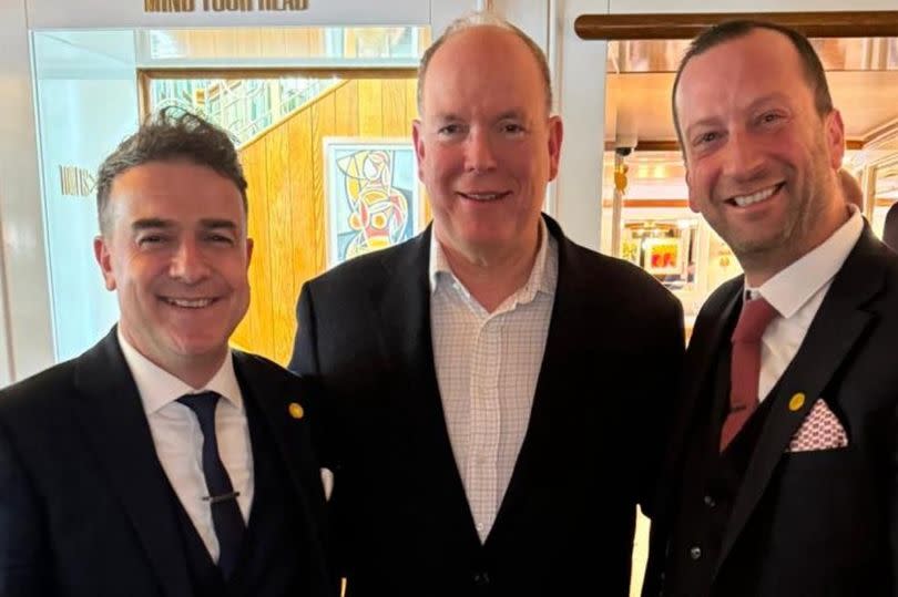 Prince Albert of Monaco beamed for this photo with San Carlo's managers in Alderley Edge -Credit:UGC