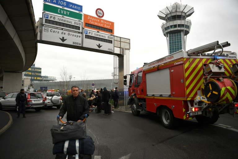 Travellers were evacuated from Paris' Orly airport following the shooting on March 18, 2017