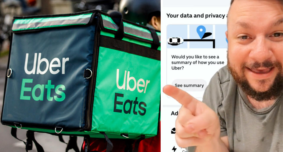 Uber Eats delivery case; TikToker Chistian Hull showing how to track Uber Eats order history