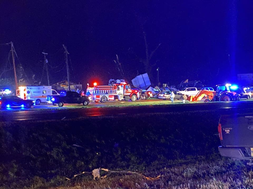 Des services de secours interviennent après des tornades dans le Mississipi, aux États-Unis, le 25 mars 2023 - Mississippi Highway Patrol / AFP