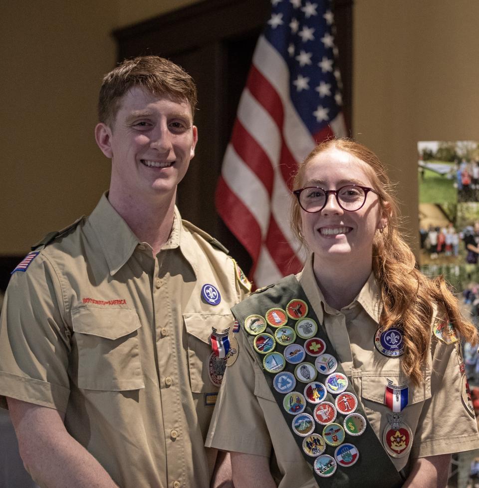 Edi Fisher and her brother Jimmy Fisher at the Eagle Scout Court of Honor ceremony on Jan. 28 at the Bryn Du Mansion’s Carriage House. Edi Fisher is the first female in Granville to earn the Eagle Scout rank.