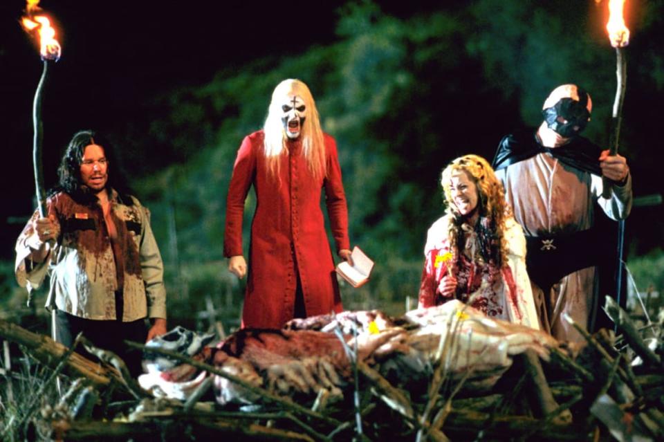 <div class="inline-image__caption"><p>Chris Hardwick, Bill Moseley, and Sheri Moon in <em>House of 1,000 Corpses</em></p></div> <div class="inline-image__credit">Lions Gate/courtesy Everett Collection</div>