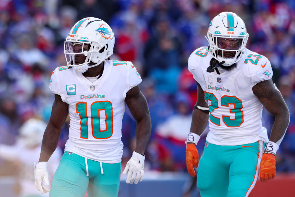 The Dolphins stars should help them build a lead against the Jets, but Jeff Wilson Jr. could be relevant to fantasy football managers if he closes the game out. (Photo by Bryan M. Bennett/Getty Images)