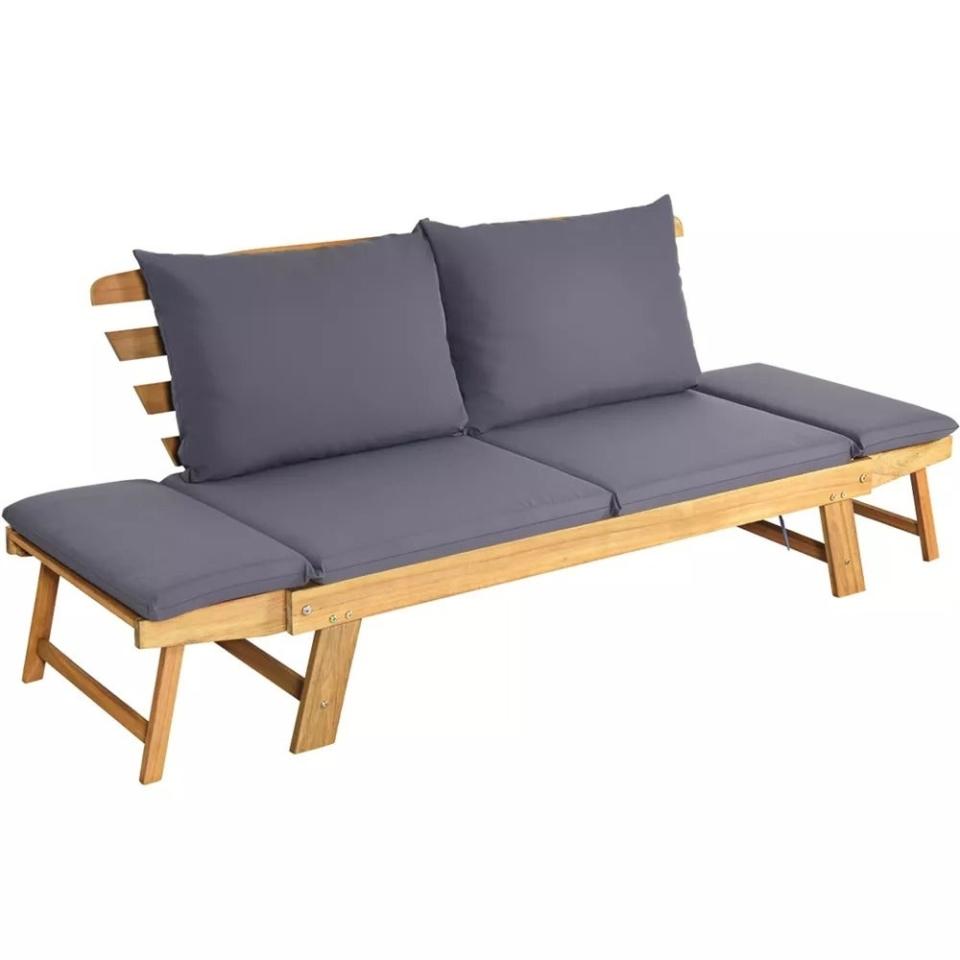 the outdoor daybed laying flat