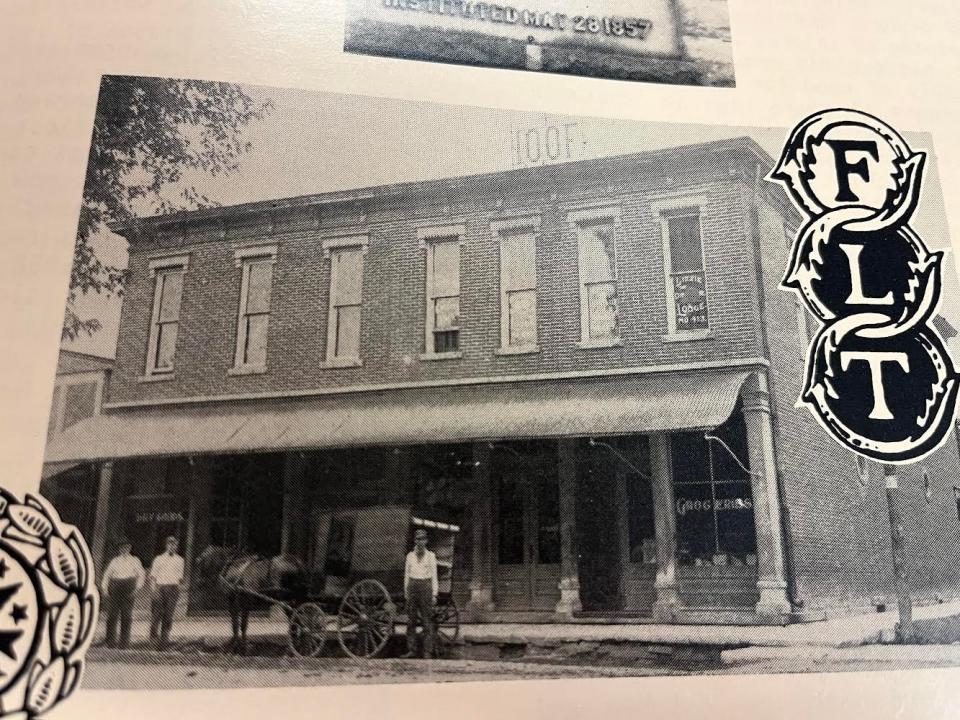 An historic photo of the Odd Fellows building on Sale Street in downtown Ellettsville.