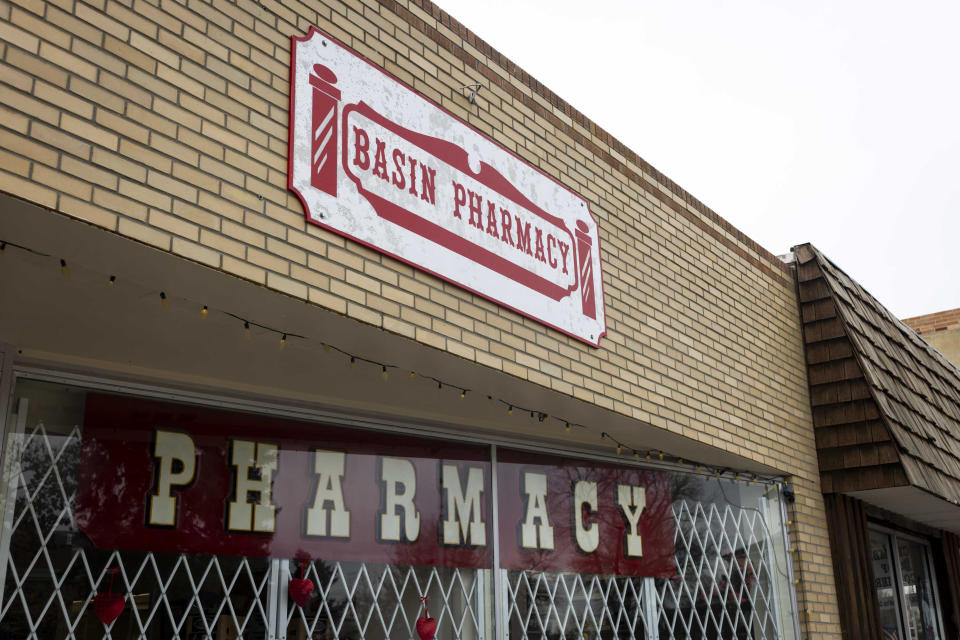 Basin Pharmacy is seen in Basin, Wyo., on Wednesday, Feb. 21, 2024. (AP Photo/Mike Clark)
