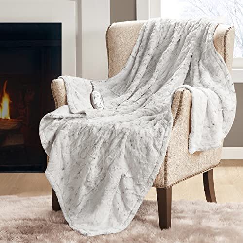 7) Hyde Lane Faux Fur Electric Blanket Throw