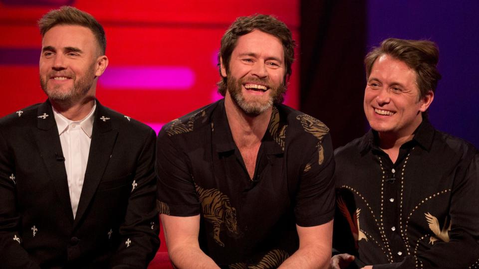 Gary Barlow, Howard Donald and Mark Owen on The Graham Norton Show in 2017