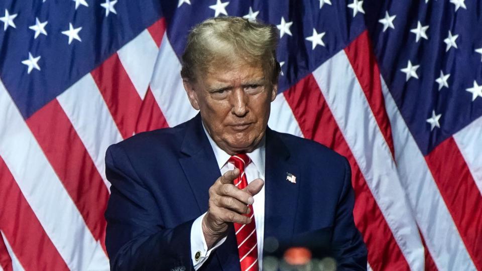 PHOTO: Former President Donald Trump speaking at a campaign event in Rome, GA, Mar. 9, 2024.  (Elijah Nouvelage/AFP via Getty Images)