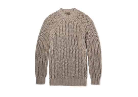 <p>Tods Alpaca blend sweater, $595,<a href="http://www.mrporter.com/en-us/mens/tods/alpaca-silk-and-merino-wool-blend-sweater/592478?ppv=2" rel="nofollow noopener" target="_blank" data-ylk="slk:mrporter;elm:context_link;itc:0;sec:content-canvas" class="link "> mrporter</a></p>