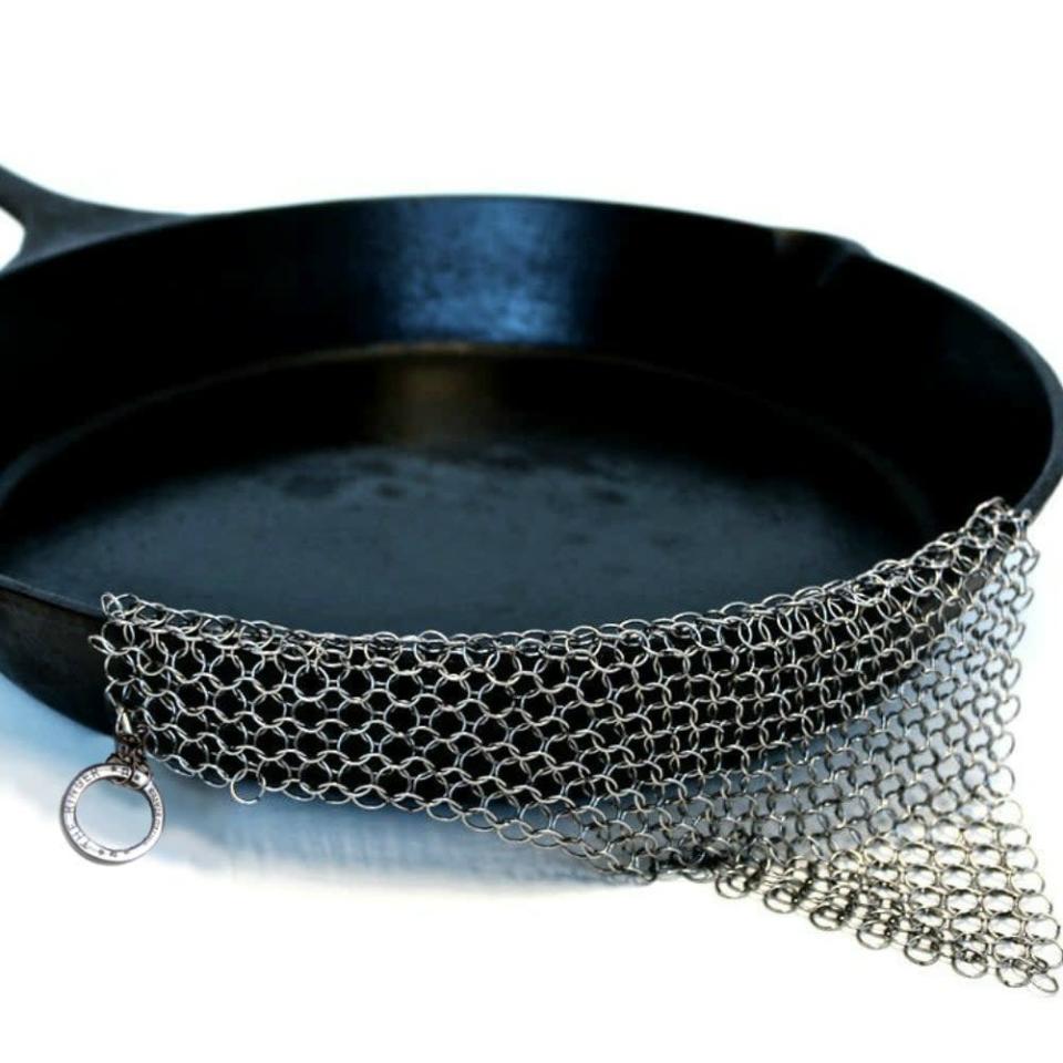 <p>Slightly weird name, completely amazing result: <span>The Ringer</span> ($22, originally $35). We forever said goodbye to steel-wool pads and discovered the <a href="https://www.popsugar.com/food/Easiest-Way-Clean-Cast-Iron-Pan-43350768" class="link rapid-noclick-resp" rel="nofollow noopener" target="_blank" data-ylk="slk:best way to clean a cast-iron skillet">best way to clean a cast-iron skillet</a> is with this nifty scrubber.</p>