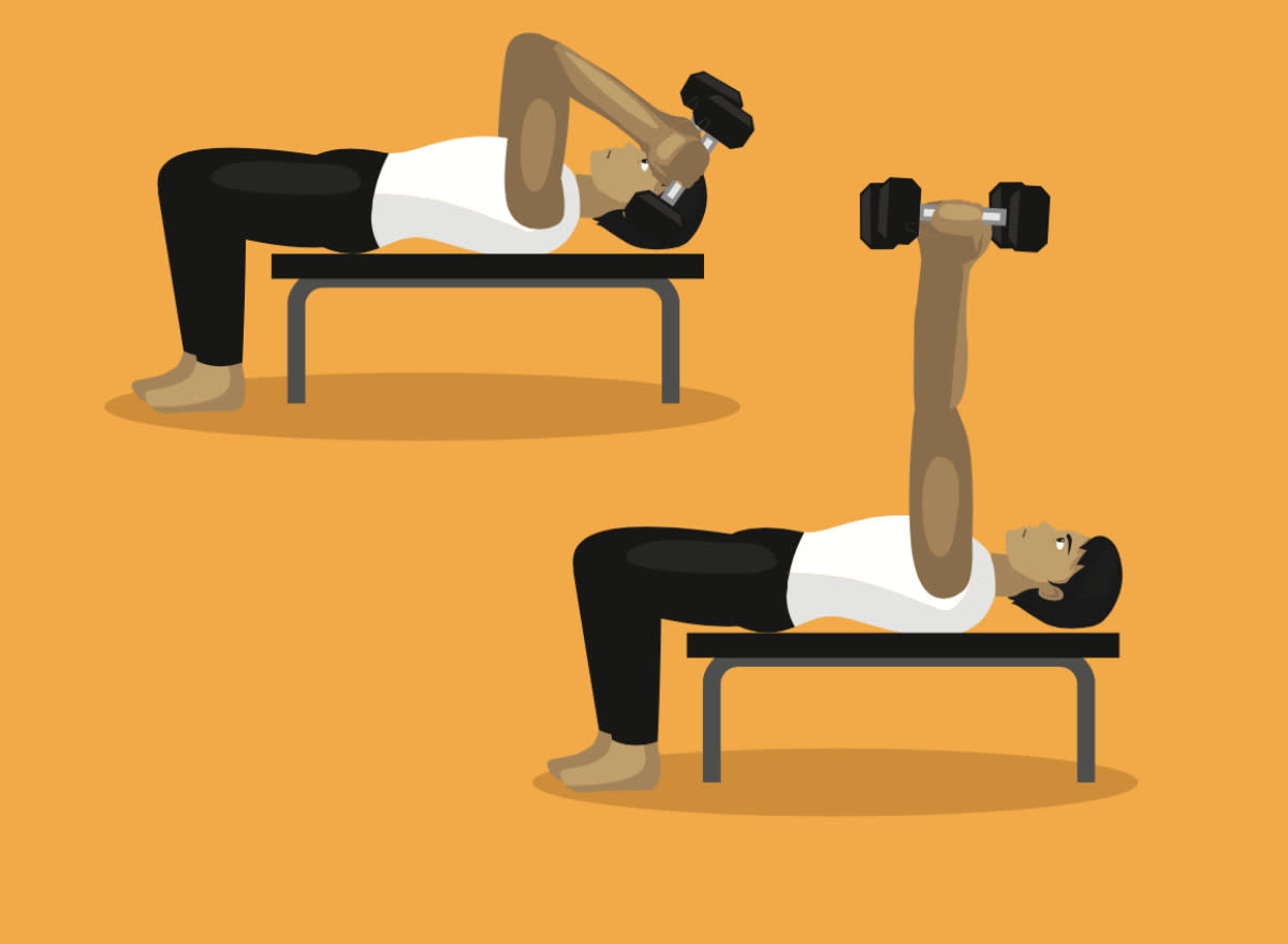 illustration of dumbbell skull crusher