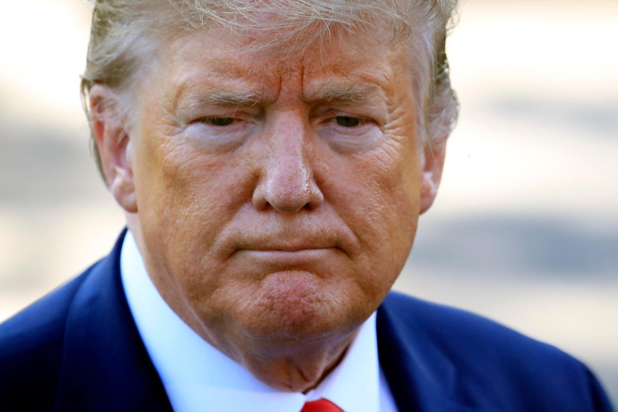 President Donald Trump speaks to reporters before leaving the White House on Monday, Sept. 16, 2019.