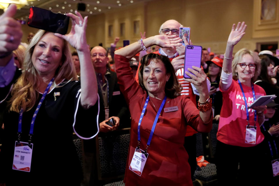 People cheer as President Donald Trump (not pictured) speaks at the Conservative Political Action Conference (CPAC) annual meeting at National Harbor near Washington, March 2, 2019. (Photo: Yuri Gripas/Reuters)