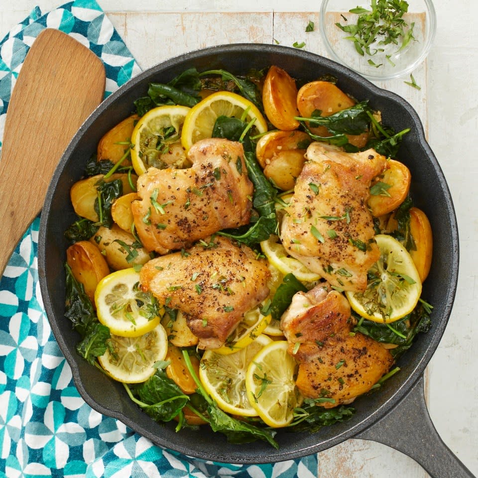 Skillet Lemon Chicken & Potatoes with Kale